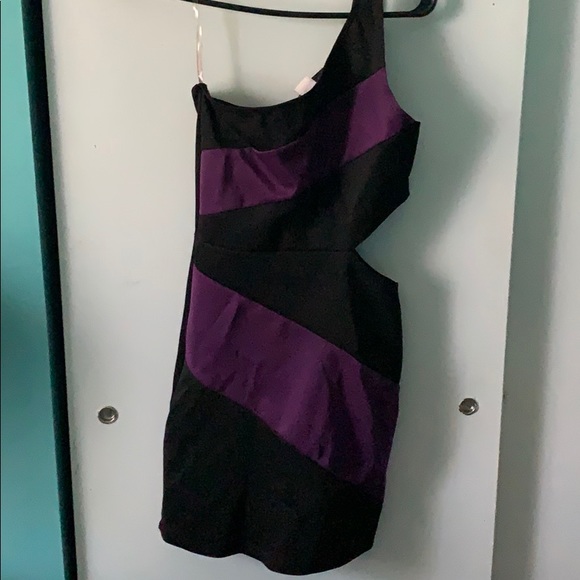 Black and Purple Mini Club Dress - Picture 2 of 2